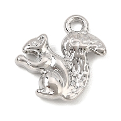 Platinum Alloy Pendants, Squirrel Charms, Rack Plating, Cadmium Free & Nickel Free & Lead Free, Platinum, 19.5x18x4mm, Hole: 2mm