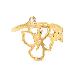 Золотой 304 нержавеющая сталь с регулируемыми кольцами из циркония, августовский мак, золотые, 1.5~16 мм, размер США 6 (16.5 мм)