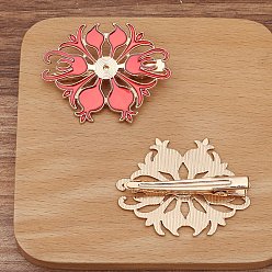 Purpur Legierung mit Emaille Alligator Haarspangen Zubehör, Blume, Purpur, 50x40 mm, 10 Stück / Set