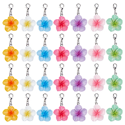 (52) Непрозрачная лаванда 28 шт. 7 Цветная подвеска в виде цветка из смолы, Сплав с застежками когтя омара, разноцветные, 41 мм, 4 шт / цвет