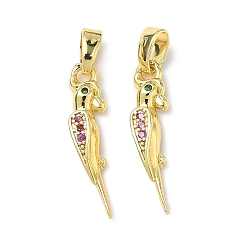 Настоящее золото 18K Латунные микро проложить кубического циркония подвески, амулеты птиц, реальный 18 k позолоченный, 20x4.5x3 мм, отверстие : 2.8x5 мм