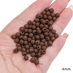 Круглые 5шт. фарфоровые бусины ручной работы, кокосового коричневый, круглые, 4 мм