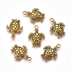 Античное Золото Подвески из сплава , без кадмия и без свинца, Морская черепаха, античное золото , размер: около 23 мм длиной, шириной 16 мм , толщиной 2 мм , отверстие : 2 мм