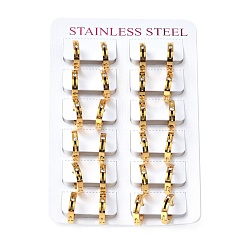 Golden Kristall Strass Creolen, 304 Edelstahlschmuck für Damen, golden, 15.5x13.5x3 mm, Stift: 0.8 mm