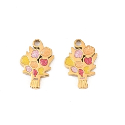 Разноцветный 304 нержавеющей стальной эмали подвески, , с блеском порошок, ионное покрытие (ip), реальный 18 k позолоченный, красочный, 14x9x1.5 мм, отверстие : 1.5 мм