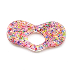 Pink Plastic Bookmarks, with Sequins, Heart, Pink, 80mm