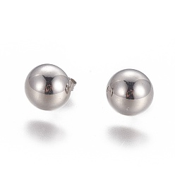 Stainless Steel Color Tarnish Resistant 304 Stainless Steel Stud Earrings, Hypoallergenic Earrings, with Ear Nuts/Earring Back, Half Round/Dome, Stainless Steel Color, 10x5.5mm, Pin: 0.6mm, 12pairs/card