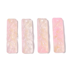 Розовый Стеклянные кулоны с краской для выпечки, прямоугольные, туманная роза, 30x9x5.5 мм, отверстие : 1 мм