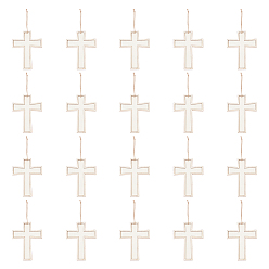 (404) Непрозрачное AB Кислое яблоко Большие подвески из самшита, религия крест прелести, неокрашенными, цветочный белый, 187~190 мм, крест: 126.5x96.5~97x4 мм