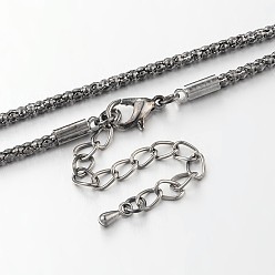 Gunmetal Iron Popcorn Chain Necklace Making, with Alloy Lobster Claw Clasps and Iron End Chains, Gunmetal, 29.9 inch