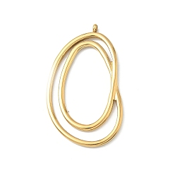 Золотой 304 из нержавеющей стали большие кулоны, овальный шарм, ионное покрытие (ip), золотые, 54x31x2.5 мм, отверстие : 2.5 мм