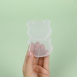 Pig Transparent Plastic Grid Bead Containers, with Hinged Lid, 2 Grids, Pig, 10x6x2.5cm
