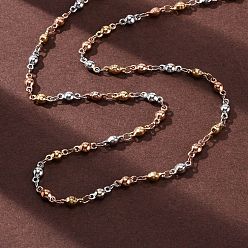 (52) Непрозрачная лаванда 3-цвет 304 ожерелья из шариковых звеньев из нержавеющей стали, ионное покрытие (ip), разноцветные, 17.95 дюйм (45.6 см)