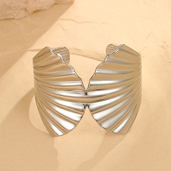 Нержавеющая Сталь Цвет 304 женские браслеты-манжеты из нержавеющей стали, формы раковины, цвет нержавеющей стали, 2 дюйм (5.2 см), внутренний диаметр: 2-1/8x2-3/8 дюйм (5.45x6.1 см)