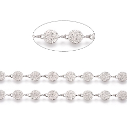 Платина Текстурированные латунные цепочки ручной работы, с катушкой, долговечный, несварные, круглые, платина, 10.5x6x0.2 мм, около 32.8 футов (10 м) / рулон