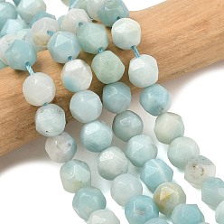 Flower Amazonite Натуральный цветок амазонитовые бусины пряди, звезды вырезать круглые бусы, граненые, класс А, 8 мм, отверстие : 1.2 мм, около 24 шт / нитка, 7.56~7.68 дюйм (19.2~19.5 см)