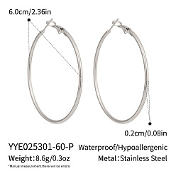 Серебро Серьги из 304 нержавеющей стали, серебряные, 60x2 мм