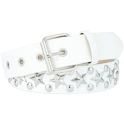 Белый Ремни-цепочки из искусственной кожи с заклепками в виде звездочек из сплава, платина, белые, 1130x36x3.5 мм