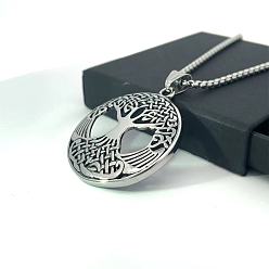 Нержавеющая Сталь Цвет Ожерелья из нержавеющей стали с подвеской в виде викингов и скандинавского дерева жизни для мужчин и женщин, цвет нержавеющей стали