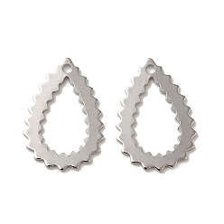 Platinum Teardrop Brass Pendants, Long-Lasting Plated, Rack Plating, Platinum, 16x11x0.7mm, Hole: 1.2mm