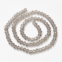 Tan Glass Beads Strands, Faceted, Rondelle, Tan, 4x3mm, Hole: 0.4mm, about 123~127pcs/strand, 16.5~16.9 inch(42~43cm)