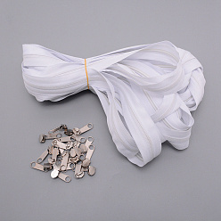 Белый Нейлоновые аксессуары для одежды, комплекты компонентов на молнии, съемник на молнии из нейлона и сплава, белые, 1000x29 мм, тяговая головка: 34.5x9.5x7.5 мм