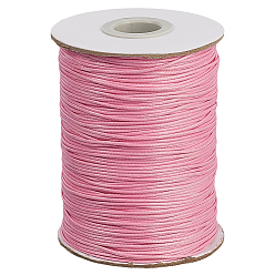 Pink 1 рулон экологичного корейского вощеного полиэфирного шнура, макраме ремесленная нить для изготовления ювелирных изделий, круглые, розовые, 1 мм, около 169.51~174.98 ярдов (155~160 м) / рулон