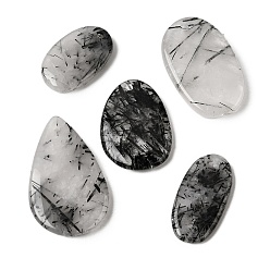 Кварц Турмалинизации  Подвески из кварца с натуральным турмалином, разнообразные, 26~60x15~40x4~16 мм, отверстие : 1.2~3 мм