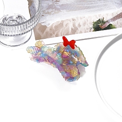 Разноцветный Заколки для волос с когтями из ацетата целлюлозы (смола), собака с бантом, красочный, 105 мм