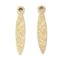 Настоящее золото 18K 304 подвески из нержавеющей стали, челнок спиральный шарм, ионное покрытие (ip), реальный 18 k позолоченный, 17x3.5x1.5 мм, отверстие : 1.2 мм