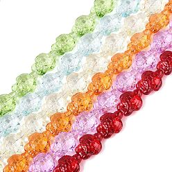 Mixed Color Transparent Glass Beads Strands, Turtle, Dyed & Hearted, Mixed Color, 17.5~18.5x13.5~14x8~8.5mm, Hole: 1~1.2mm, about 40~45pcs/strand, 26.77~30.12 inch(68~76.5cm)