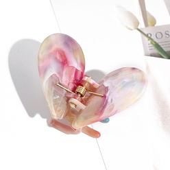 Розовый Пластиковые заколки для волос градиентного цвета, для женщин девушек, сердце, туманная роза, 44x35 мм