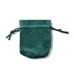 Cyan Oscuro Bolsas de almacenamiento de terciopelo, bolsa de embalaje de bolsas con cordón, oval, cian oscuro, 9x7 cm
