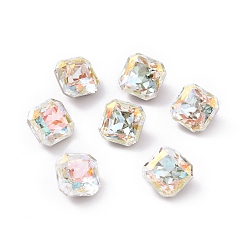 Light Crystal AB K 5 кабошоны из стеклянного страза, задние и задние, граненые, квадратный, свет кристалл AB, 8x8x6 мм