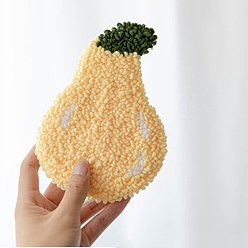 Pear Наборы игл для пробивания коврика для коврика из хлопка своими руками, с шерстяной пряжей и нетканым материалом, клеем, пластиковой лопатой, проволокой и шилом, груша, 245x235x1 мм