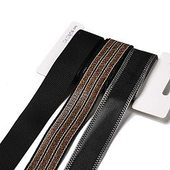 Черный 9 ярдов 3 стилей полиэфирной ленты, для поделок своими руками, бантики для волос и украшение подарка, черно-серая цветовая палитра, чёрные, 1~1-1/8 дюйм (25~28 мм), около 3 ярдов / стиль