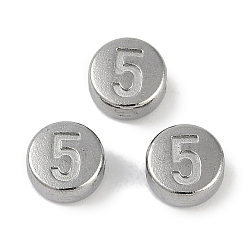 Нержавеющая Сталь Цвет Антикоррозийные 304 шарики из нержавеющей стали, плоские круглые с номером 5, цвет нержавеющей стали, 7x3.8 мм, отверстие : 1.8 мм