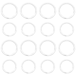 Серебро 304 нержавеющей стали связывающий кольца, кольцо, серебряные, 22~25x0.6~1.2 мм, 24 шт / коробка