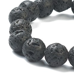 Lava Rock Natural Lava Rock Beaded Stretch Bracelets, Round, Beads: 10~10.5mm, Inner Diameter: 2 inch(5.15cm)