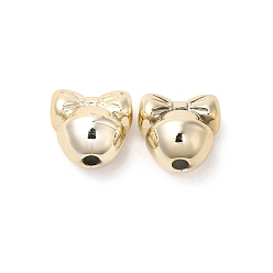 Золотой Пластиковые бусины ccb, круглый с бантом, золотые, 17x17.4x14 мм, отверстие : 3 мм