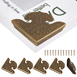 Античная Бронза 8шт. треугольные латунные защитные уголки, для мебели украшения шкатулки, античная бронза, 66x66x11 мм