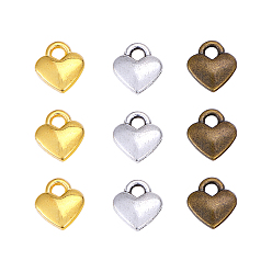 Mixed Color Tibetan Style Alloy Heart Charms, Mixed Color, 8x7x2.5mm, Hole: 2mm, 180pcs/box