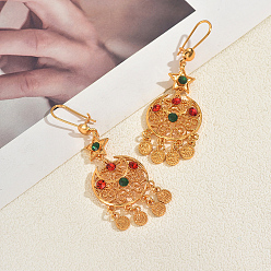 Золотой Серьги-люстры из сплава в форме луны и звезды, с кубического циркония, золотые, 75x24 мм