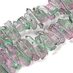 Светло-серый Натуральные окрашенные кварцевые нити, Двухцветный цвет, чип, светло-серый, 17~27x5~9x7~9 мм, отверстие : 1 мм, около 66 шт / нитка, 16.14'' (41 см)