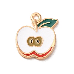 Яблоко Подвески из эмали и сплава, золотой свет, фрукты, яблоко, 20x16x1.8 мм, отверстие : 1.8 мм