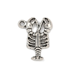 Креветка Сплавочные подвески тибетского стиля, очарование серии океан, античное серебро, креветка, 21.5x16x3 мм, отверстие : 1.8 мм