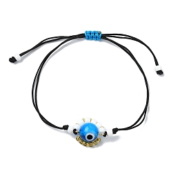 Темно-Голубой Регулируемые плетеные браслеты из стеклянных бусин и лэмпворк ручной работы от сглаза, глубокое синее небо, внутренний диаметр: 3-1/8 дюйм (7.95 см)