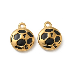 Черный Ионное покрытие (ip) 304 подвески из нержавеющей стали, с эмалью, реальный 18 k позолоченный, футбольное очарование, чёрные, 17x14x4.5 мм, отверстие : 1.6 мм