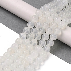 Белый Дым Природного зеленого нефрита нитей бисера, окрашенные, круглые, серый, 8 мм, отверстие : 1.2 мм, около 48 шт / нитка, 15.75'' (40 см)
