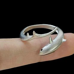 Платина Латунные манжеты с открытыми кольцами, акула, платина, 15~20 мм